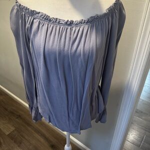 Mono B Lavender Off-Shoulder Long Sleeve Blouse – Size Small